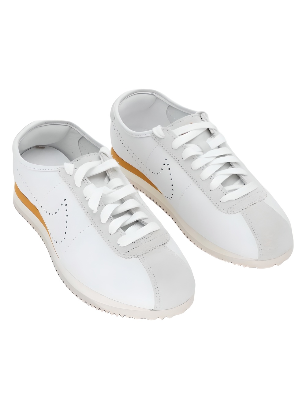 Nike Cortez LT White Bronze Perforated Swoosh Sneakers Size 7.5M
